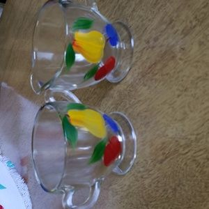 Vintage Gay Fad Fruit Hand painted cream and sugar.